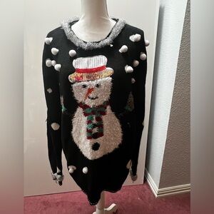 Festive Black Sweater with Candy Ornaments